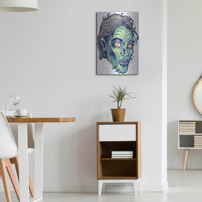 Luxe Metal Art 'Zombie Pattern Head 05' by Flyland Designs, Metal Wall Art,16x24