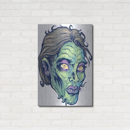 Luxe Metal Art 'Zombie Pattern Head 05' by Flyland Designs, Metal Wall Art,24x36