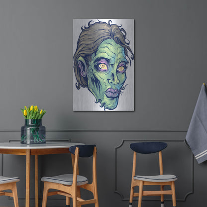 Luxe Metal Art 'Zombie Pattern Head 05' by Flyland Designs, Metal Wall Art,24x36