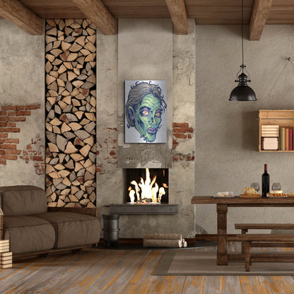 Luxe Metal Art 'Zombie Pattern Head 05' by Flyland Designs, Metal Wall Art,24x36