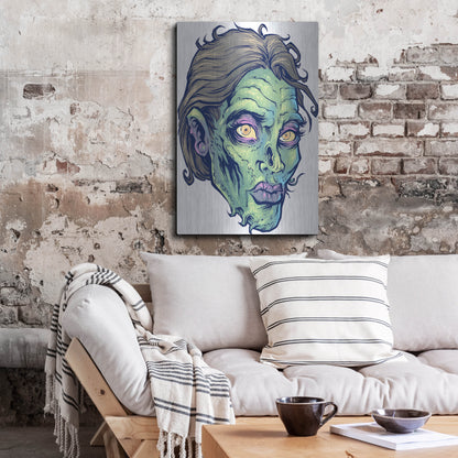 Luxe Metal Art 'Zombie Pattern Head 05' by Flyland Designs, Metal Wall Art,24x36