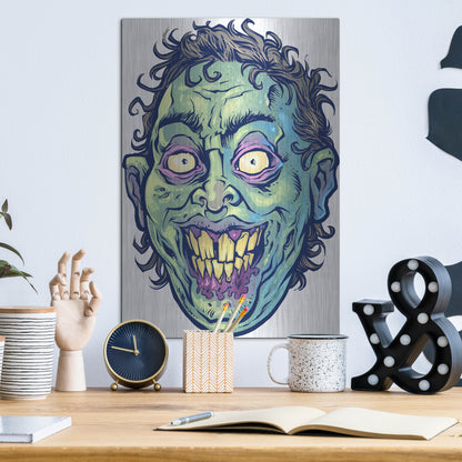 Luxe Metal Art 'Zombie Pattern Head 06' by Flyland Designs, Metal Wall Art,12x16