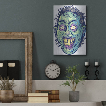 Luxe Metal Art 'Zombie Pattern Head 06' by Flyland Designs, Metal Wall Art,12x16