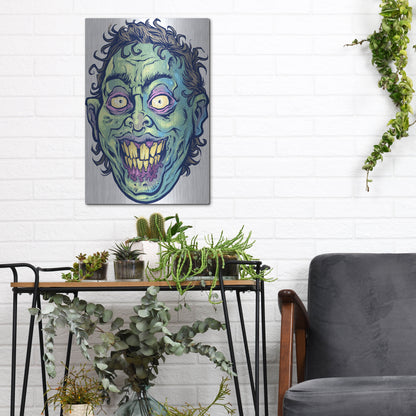 Luxe Metal Art 'Zombie Pattern Head 06' by Flyland Designs, Metal Wall Art,12x16