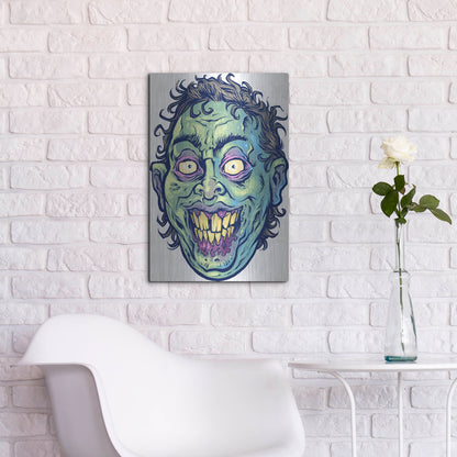 Luxe Metal Art 'Zombie Pattern Head 06' by Flyland Designs, Metal Wall Art,16x24