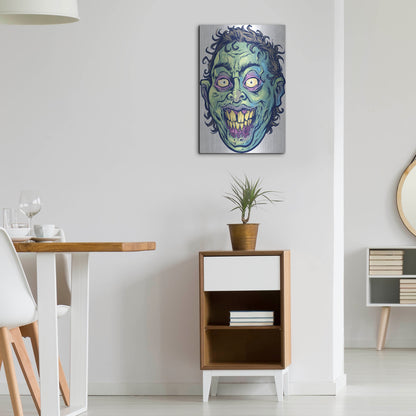 Luxe Metal Art 'Zombie Pattern Head 06' by Flyland Designs, Metal Wall Art,16x24