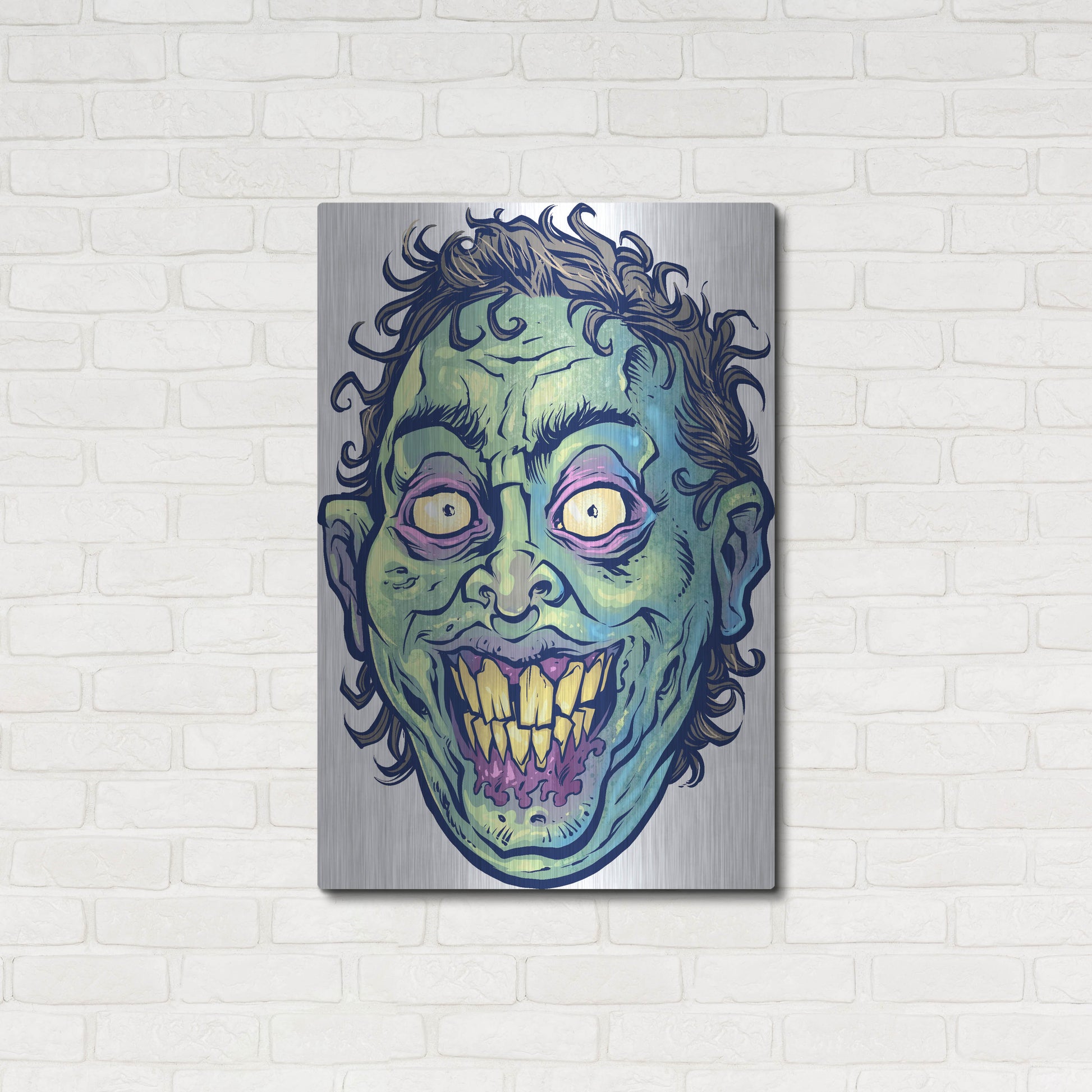 Luxe Metal Art 'Zombie Pattern Head 06' by Flyland Designs, Metal Wall Art,24x36