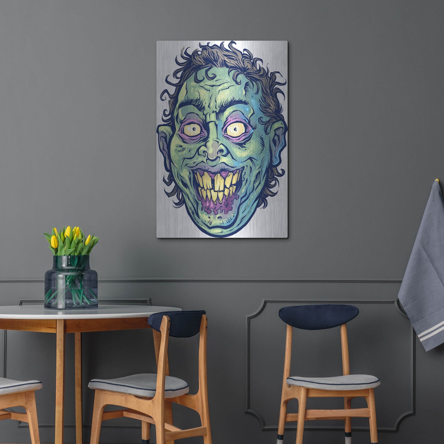 Luxe Metal Art 'Zombie Pattern Head 06' by Flyland Designs, Metal Wall Art,24x36