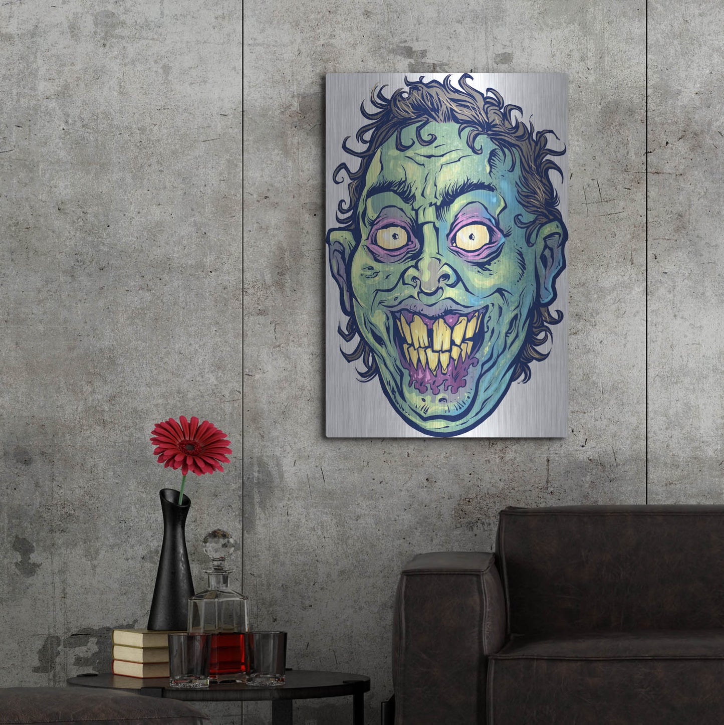 Luxe Metal Art 'Zombie Pattern Head 06' by Flyland Designs, Metal Wall Art,24x36
