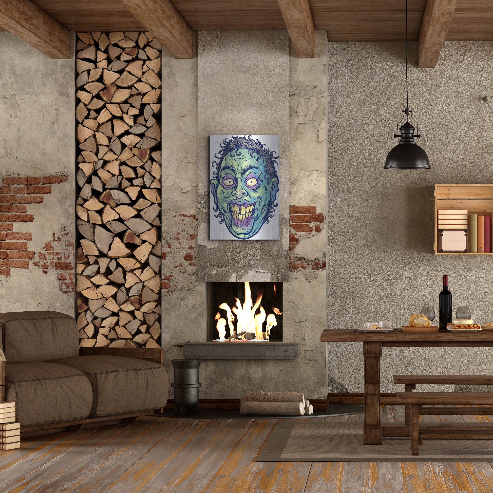 Luxe Metal Art 'Zombie Pattern Head 06' by Flyland Designs, Metal Wall Art,24x36