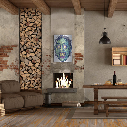 Luxe Metal Art 'Zombie Pattern Head 06' by Flyland Designs, Metal Wall Art,24x36