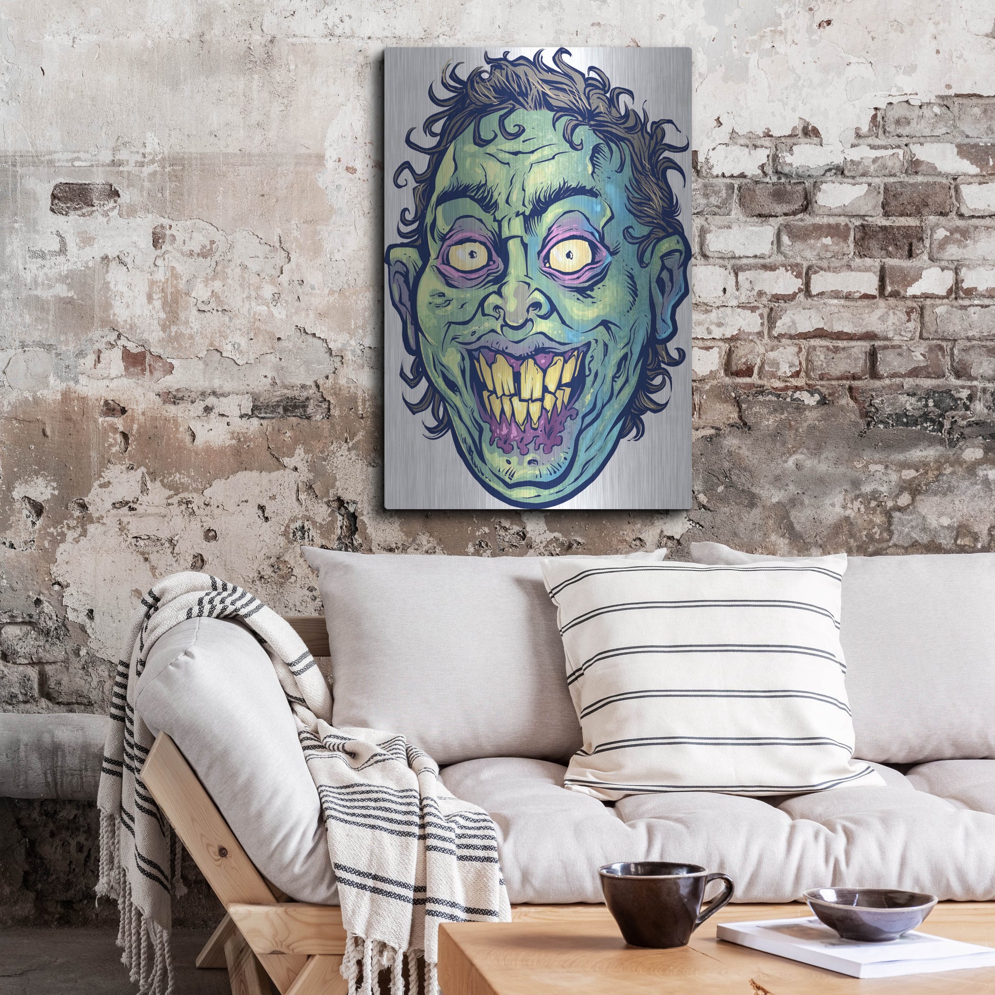 Luxe Metal Art 'Zombie Pattern Head 06' by Flyland Designs, Metal Wall Art,24x36