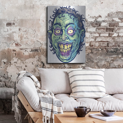 Luxe Metal Art 'Zombie Pattern Head 06' by Flyland Designs, Metal Wall Art,24x36