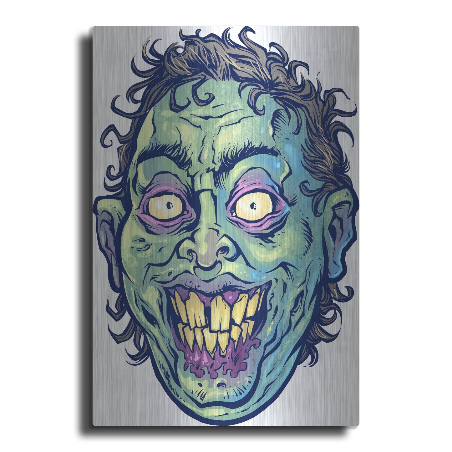 Luxe Metal Art 'Zombie Pattern Head 06' by Flyland Designs, Metal Wall Art