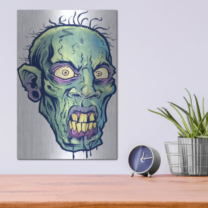 Luxe Metal Art 'Zombie Pattern Head 07' by Flyland Designs, Metal Wall Art,12x16
