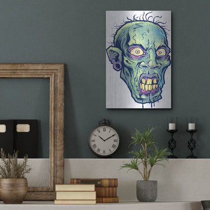 Luxe Metal Art 'Zombie Pattern Head 07' by Flyland Designs, Metal Wall Art,12x16