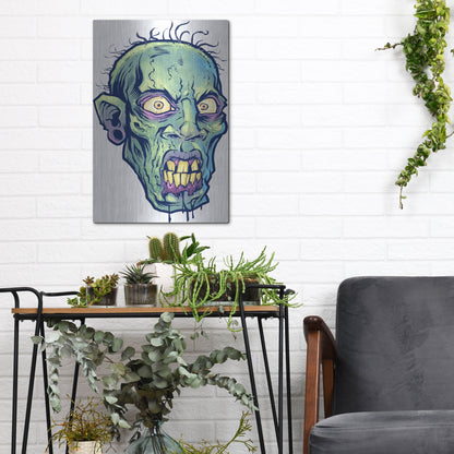 Luxe Metal Art 'Zombie Pattern Head 07' by Flyland Designs, Metal Wall Art,12x16