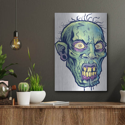 Luxe Metal Art 'Zombie Pattern Head 07' by Flyland Designs, Metal Wall Art,12x16