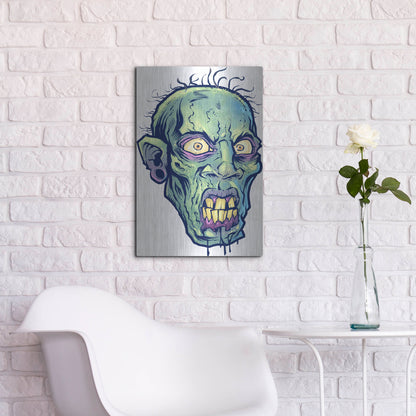 Luxe Metal Art 'Zombie Pattern Head 07' by Flyland Designs, Metal Wall Art,16x24