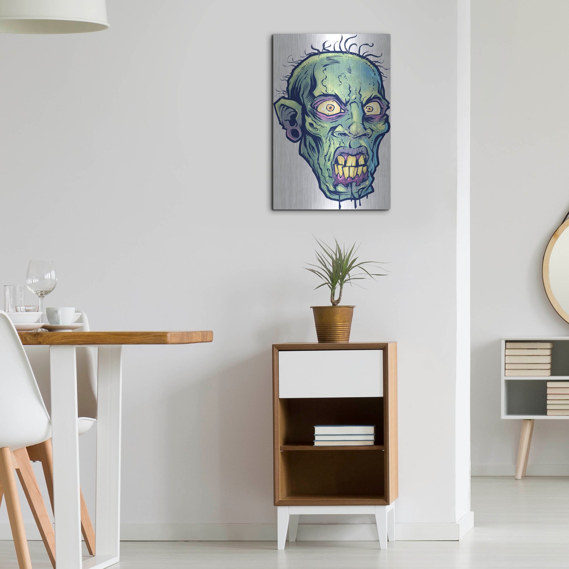Luxe Metal Art 'Zombie Pattern Head 07' by Flyland Designs, Metal Wall Art,16x24
