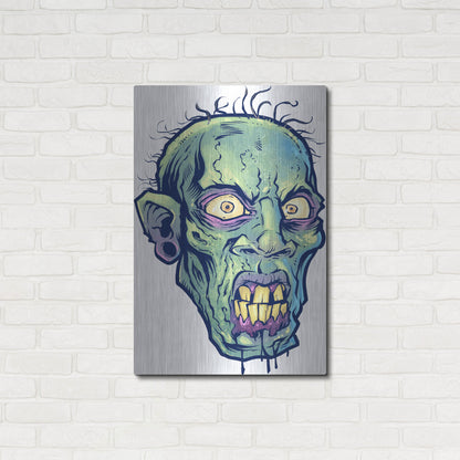 Luxe Metal Art 'Zombie Pattern Head 07' by Flyland Designs, Metal Wall Art,24x36