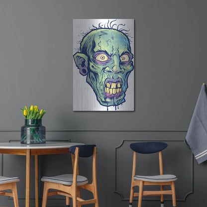 Luxe Metal Art 'Zombie Pattern Head 07' by Flyland Designs, Metal Wall Art,24x36