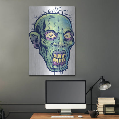 Luxe Metal Art 'Zombie Pattern Head 07' by Flyland Designs, Metal Wall Art,24x36