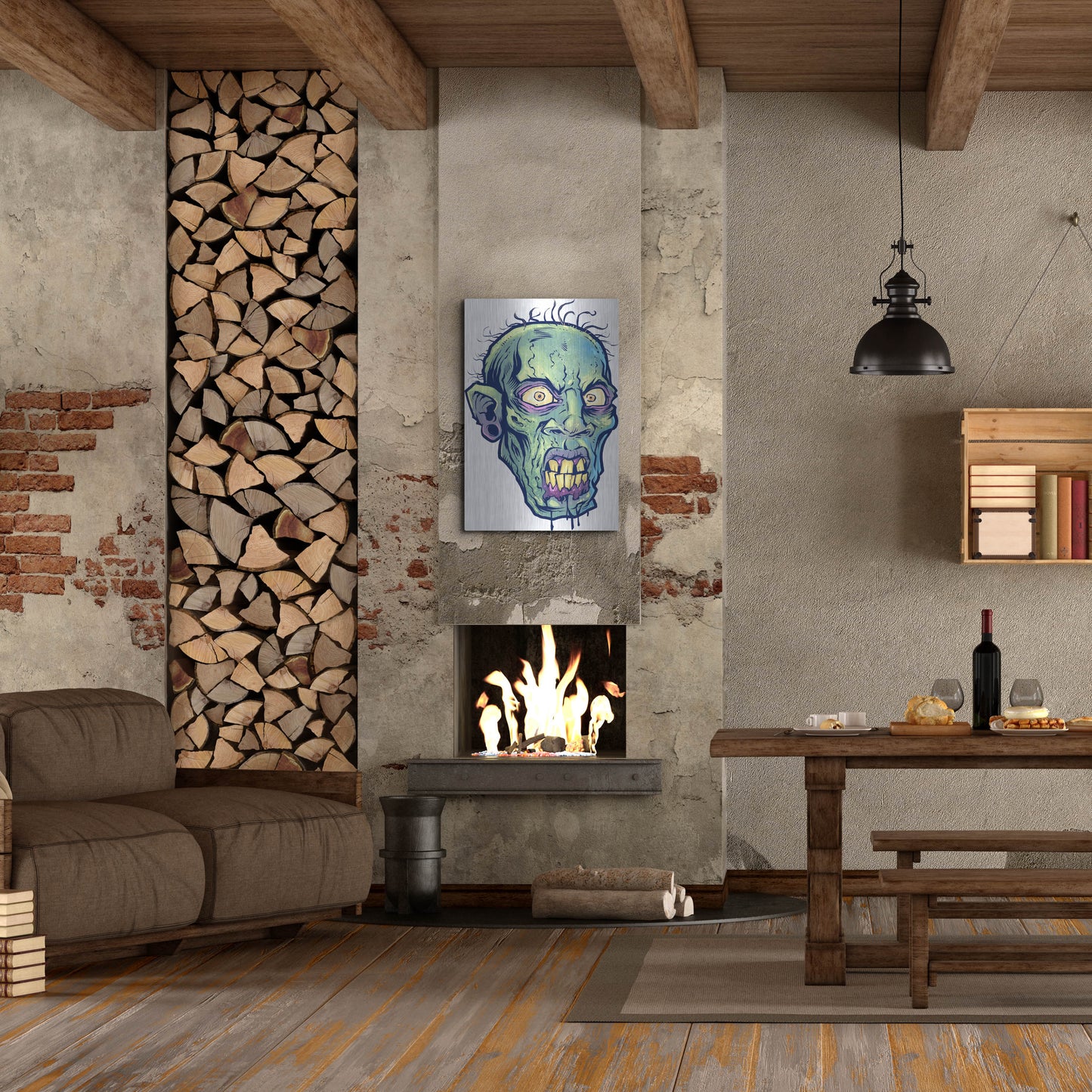 Luxe Metal Art 'Zombie Pattern Head 07' by Flyland Designs, Metal Wall Art,24x36