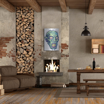 Luxe Metal Art 'Zombie Pattern Head 07' by Flyland Designs, Metal Wall Art,24x36