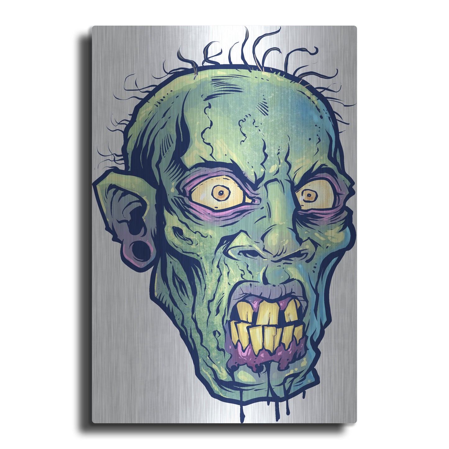 Luxe Metal Art 'Zombie Pattern Head 07' by Flyland Designs, Metal Wall Art