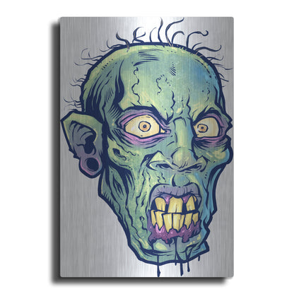 Luxe Metal Art 'Zombie Pattern Head 07' by Flyland Designs, Metal Wall Art