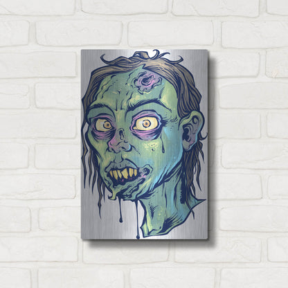 Luxe Metal Art 'Zombie Pattern Head 08' by Flyland Designs, Metal Wall Art,12x16