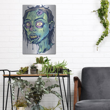 Luxe Metal Art 'Zombie Pattern Head 08' by Flyland Designs, Metal Wall Art,12x16