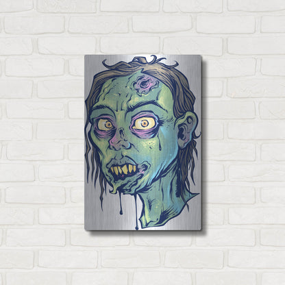 Luxe Metal Art 'Zombie Pattern Head 08' by Flyland Designs, Metal Wall Art,16x24