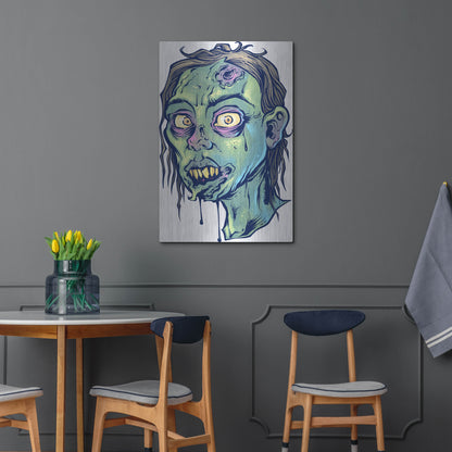 Luxe Metal Art 'Zombie Pattern Head 08' by Flyland Designs, Metal Wall Art,24x36