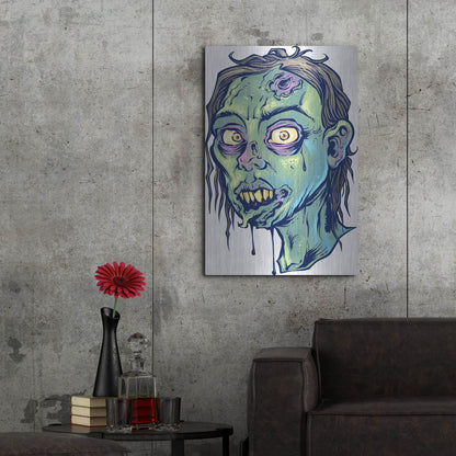 Luxe Metal Art 'Zombie Pattern Head 08' by Flyland Designs, Metal Wall Art,24x36