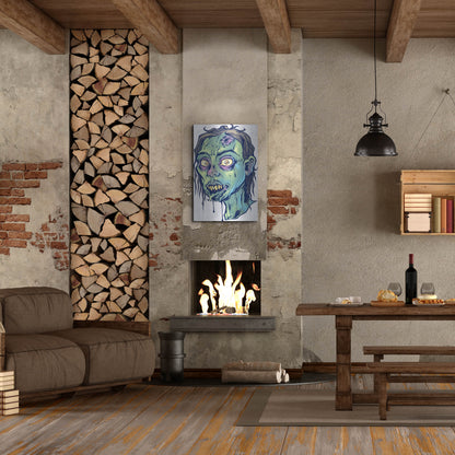 Luxe Metal Art 'Zombie Pattern Head 08' by Flyland Designs, Metal Wall Art,24x36