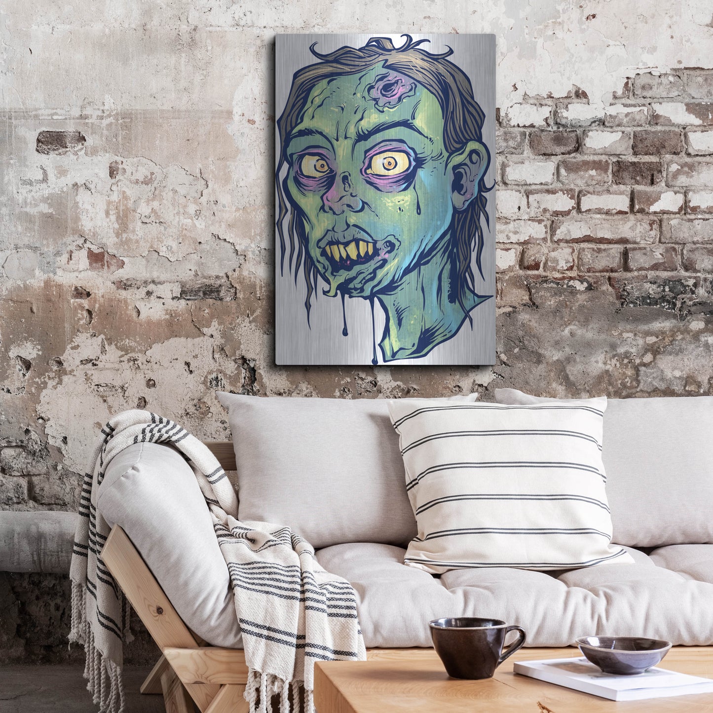 Luxe Metal Art 'Zombie Pattern Head 08' by Flyland Designs, Metal Wall Art,24x36