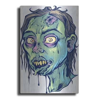 Luxe Metal Art 'Zombie Pattern Head 08' by Flyland Designs, Metal Wall Art