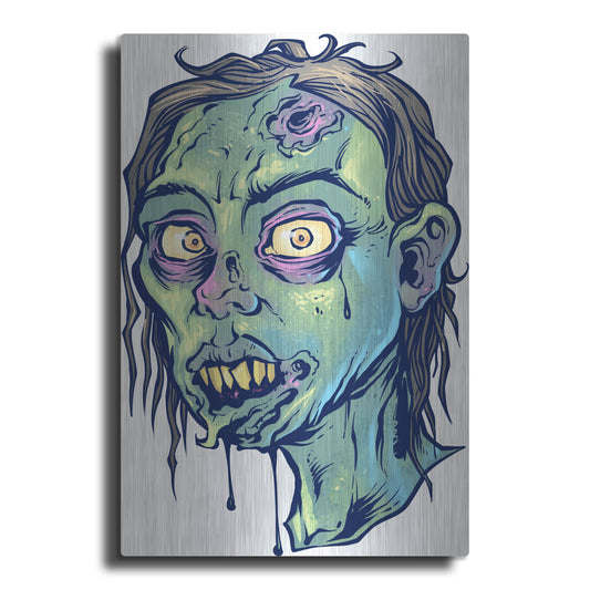 Luxe Metal Art 'Zombie Pattern Head 08' by Flyland Designs, Metal Wall Art