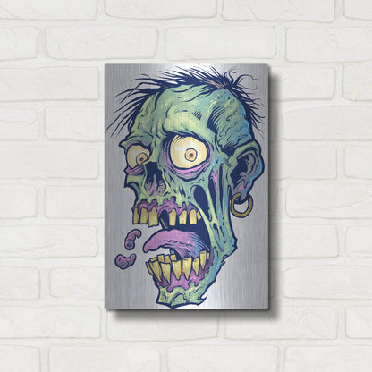 Luxe Metal Art 'Zombie Pattern Head 09' by Flyland Designs, Metal Wall Art,12x16