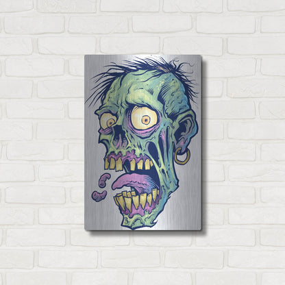 Luxe Metal Art 'Zombie Pattern Head 09' by Flyland Designs, Metal Wall Art,16x24