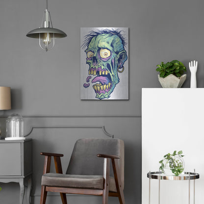 Luxe Metal Art 'Zombie Pattern Head 09' by Flyland Designs, Metal Wall Art,16x24