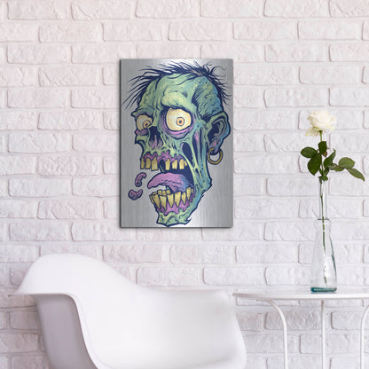 Luxe Metal Art 'Zombie Pattern Head 09' by Flyland Designs, Metal Wall Art,16x24