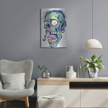 Luxe Metal Art 'Zombie Pattern Head 09' by Flyland Designs, Metal Wall Art,16x24