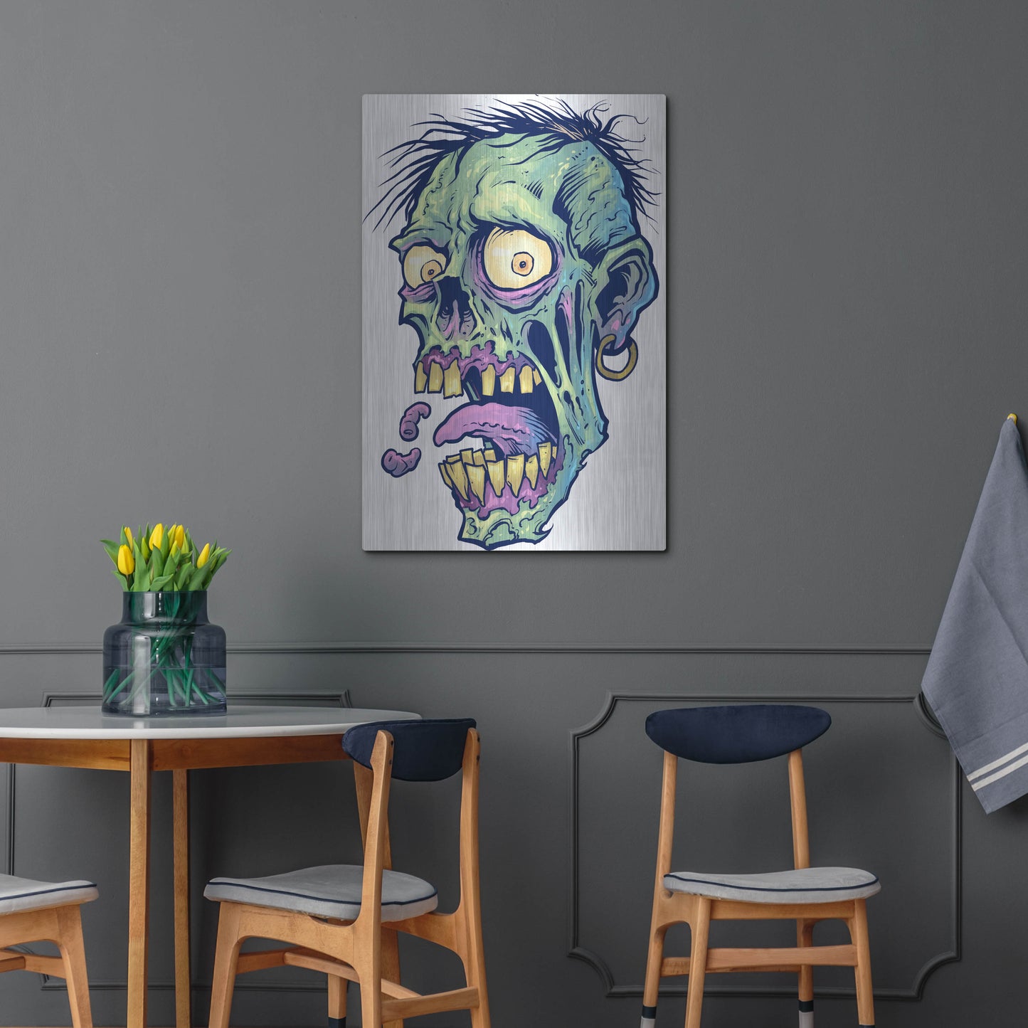 Luxe Metal Art 'Zombie Pattern Head 09' by Flyland Designs, Metal Wall Art,24x36