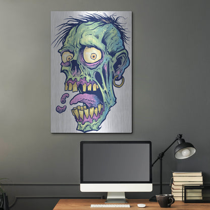 Luxe Metal Art 'Zombie Pattern Head 09' by Flyland Designs, Metal Wall Art,24x36