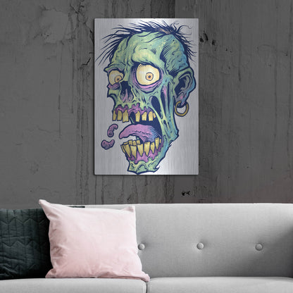 Luxe Metal Art 'Zombie Pattern Head 09' by Flyland Designs, Metal Wall Art,24x36