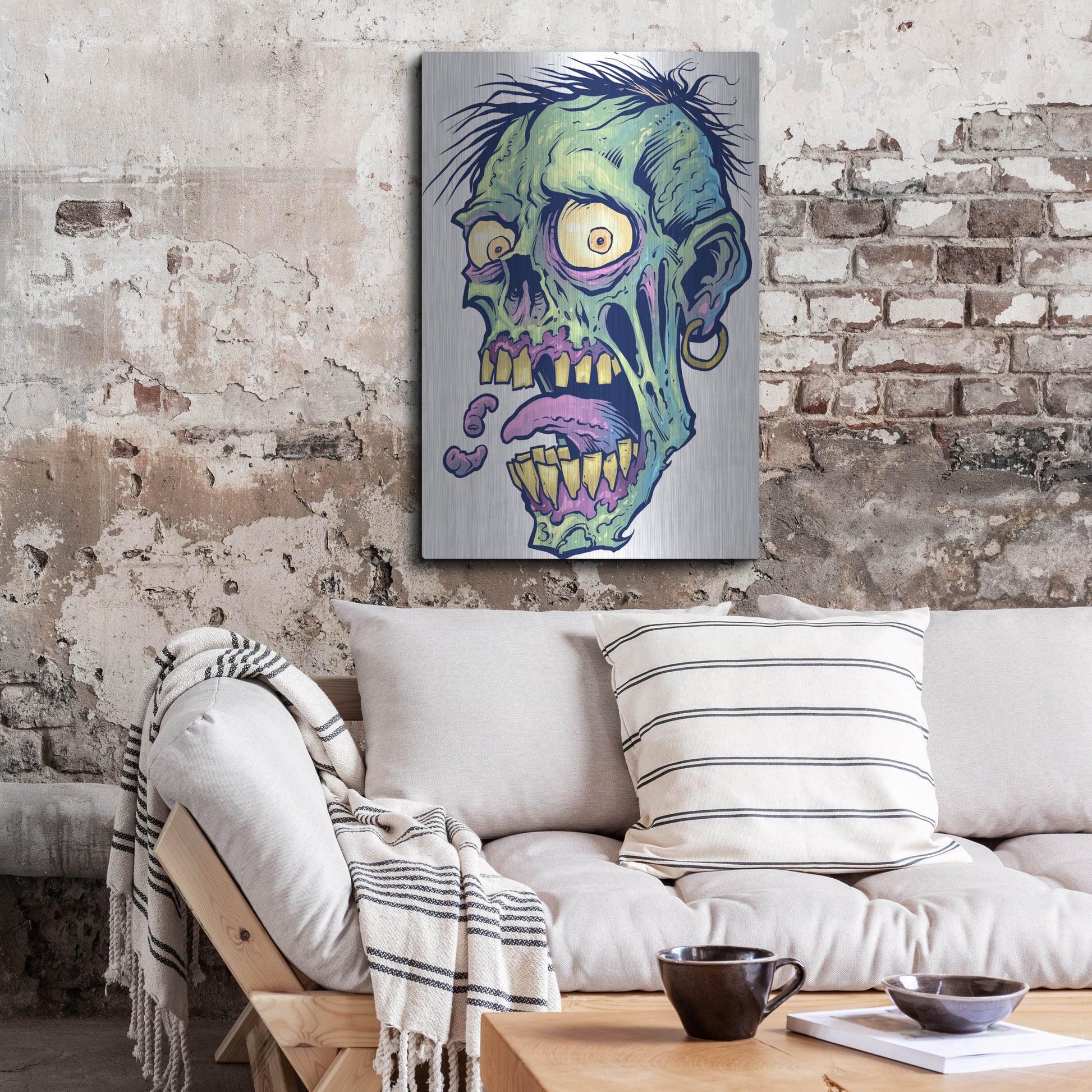 Luxe Metal Art 'Zombie Pattern Head 09' by Flyland Designs, Metal Wall Art,24x36