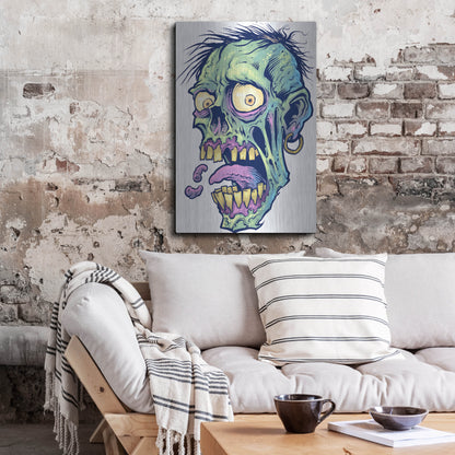 Luxe Metal Art 'Zombie Pattern Head 09' by Flyland Designs, Metal Wall Art,24x36